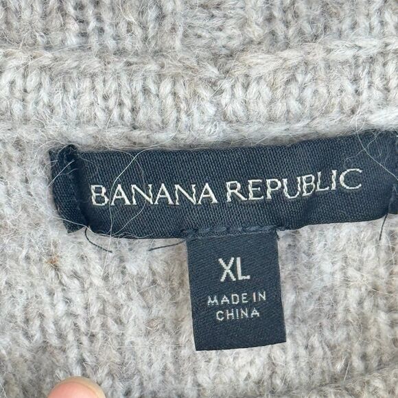 Banana Republic Wool Alpaca Knit Soft Comfy Hooded Pull On Hoodie Sweater XL - Picture 6 of 6
